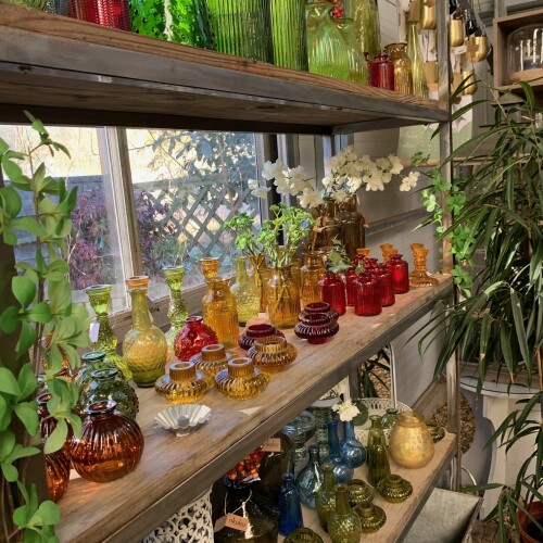 Glassware in the Garden Shop