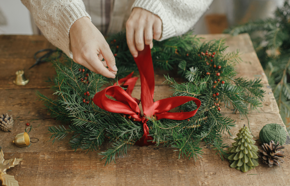 Christmas wreath making