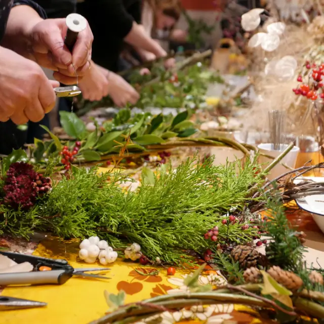 making Christmas wreaths
